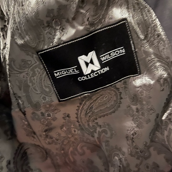 MIGUEL WILSON (MENS 56) (WOMENS 16/18) BLACK & GREY SLICK FLORAL JACQUARD BLAZER - Picture 11 of 12